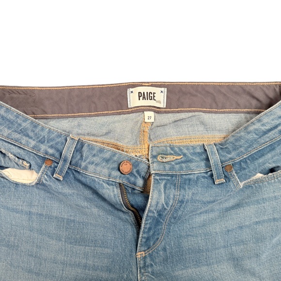 PAIGE Distressed Light Blue Ankle Jeans - Picture 6 of 11